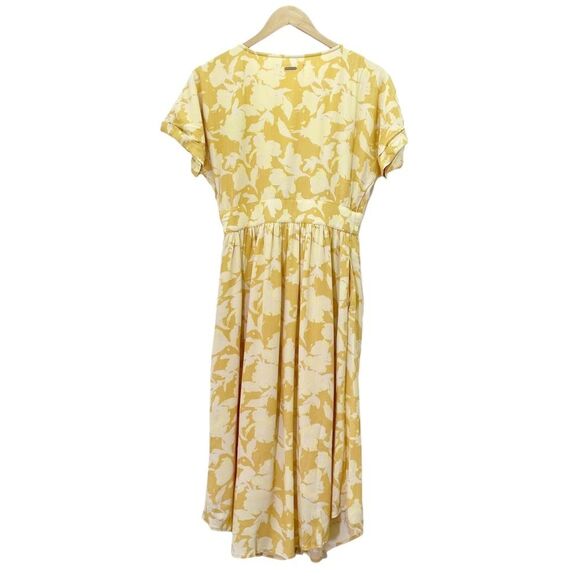 NWT The Normal Brand Ezra Crepe Deep V Button Thru Dress Yellow Size Small NEW - Picture 3 of 16